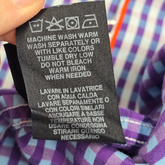 Robert Graham Shirt Mens XL Blue Plaid Ribbon Flip Cuffs Button‎ Up Long Sleeve - Picture 8 of 12